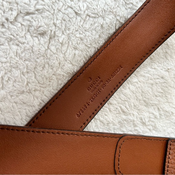 NWT Authentic Gucci Denim-Paneled Leather Belt Blue Size 90 - Picture 3 of 6